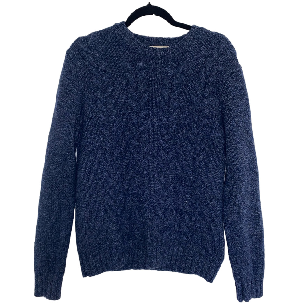 GOODTHREADS 100% Wool Patterned Women’s Long Sleeve Pullover Sweater Navy Sz S